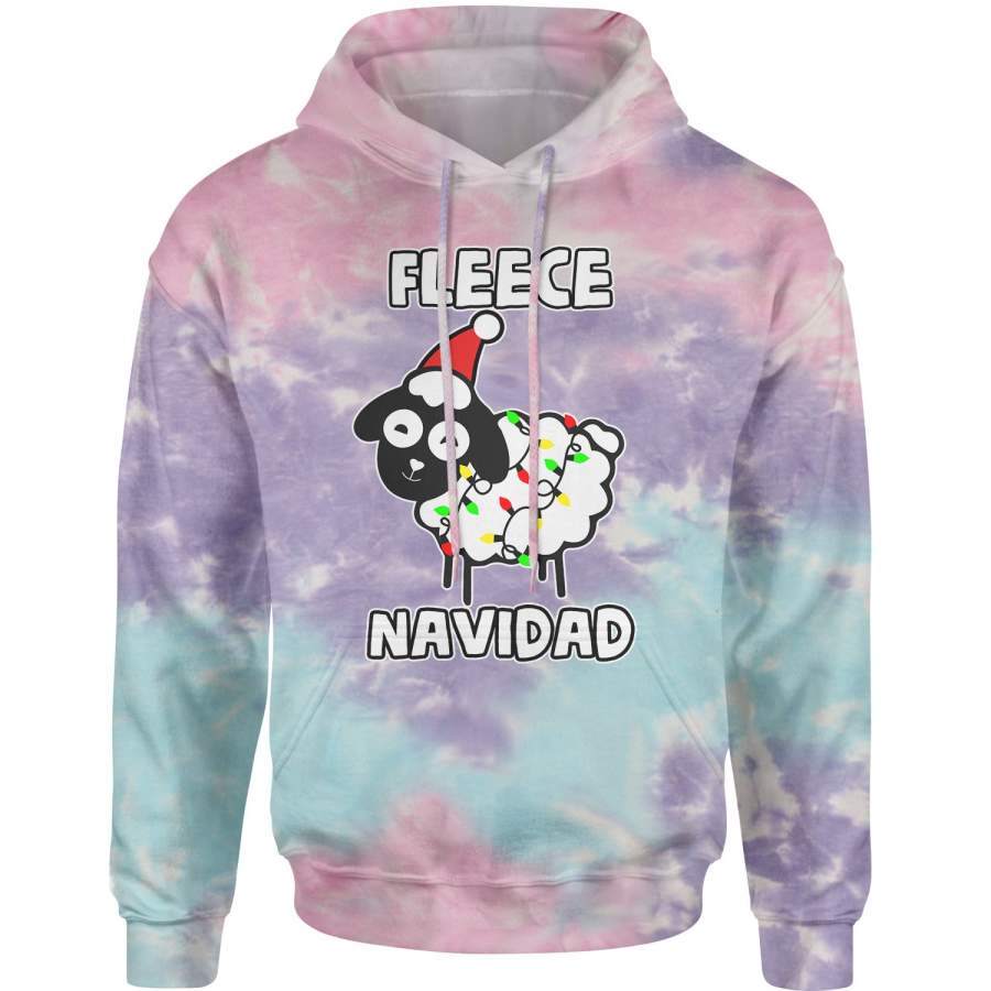 Sheep Fleece Navidad Ugly Christmas Tie-Dye Adult Hoodie Sweatshirt