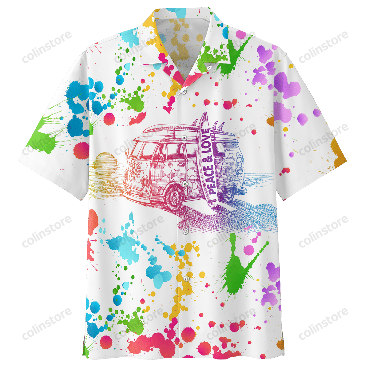 Hippie Peace Van Colorful Love Trippy Hawaii Shirt Ha105265