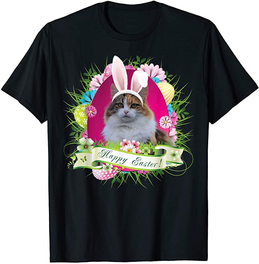 Bunny Manx Cat Happy Easter Day Lover Egg Hunt Lovely Cute T-Shirt