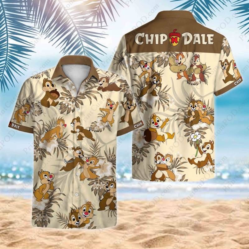 Chip And Dale Hawaii Graphic Print Short Sleeve Hawaii Casual Shirt Ha87252