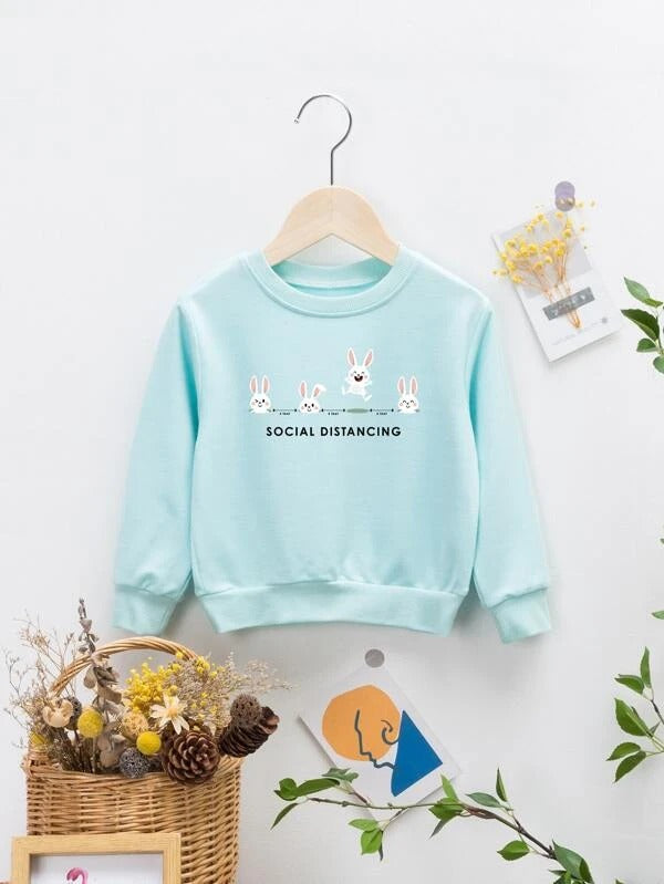 Toddler Girls Rabbit And Slogan Graphic Sweatshirt