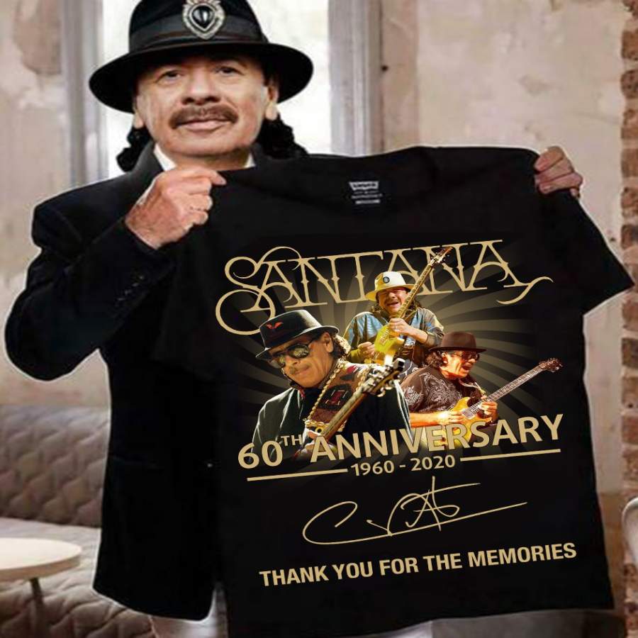 Carlos Santana Shirt 60th Anniversary 1960-2020 Signature Thank You Black T-Shirt