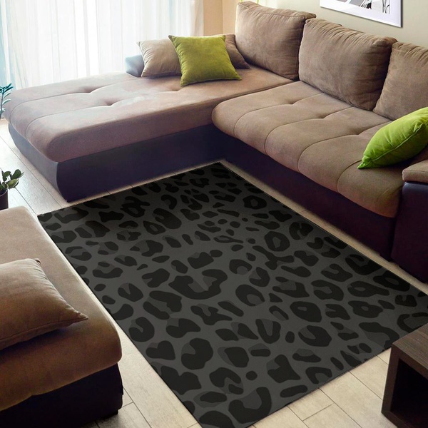 Black Leopard Print Area Rug