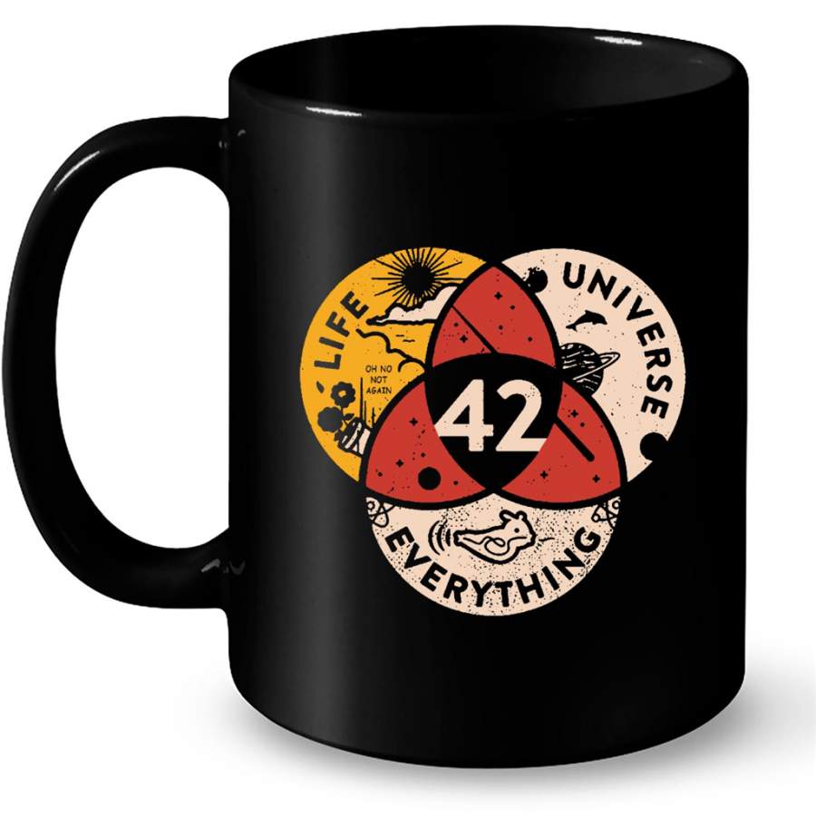 42 The Answer to Life The Universe and Everything, Classic Vintage Retro – Full-Wrap Coffee Black Mug