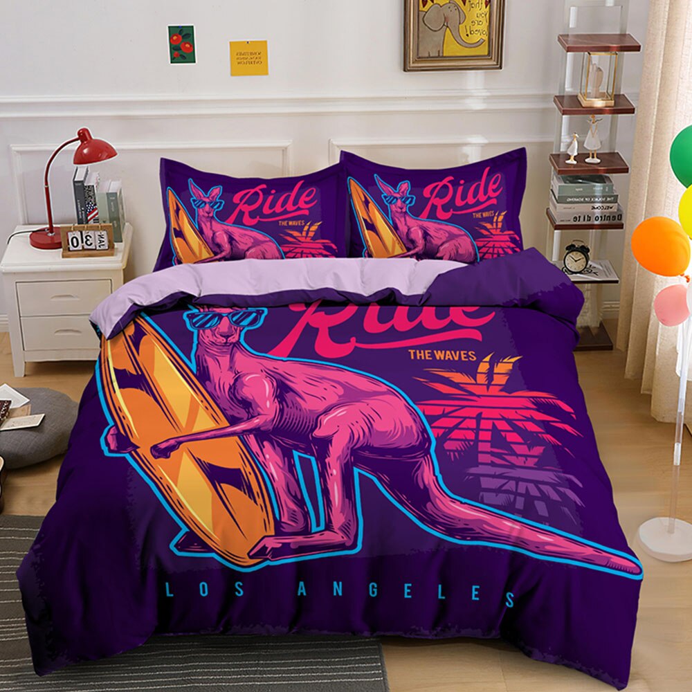 3D Kangaroo Dinosaur Surfing Printing Duvet Cover Sets Bedding Set Single Double Queen King With Pillowcase