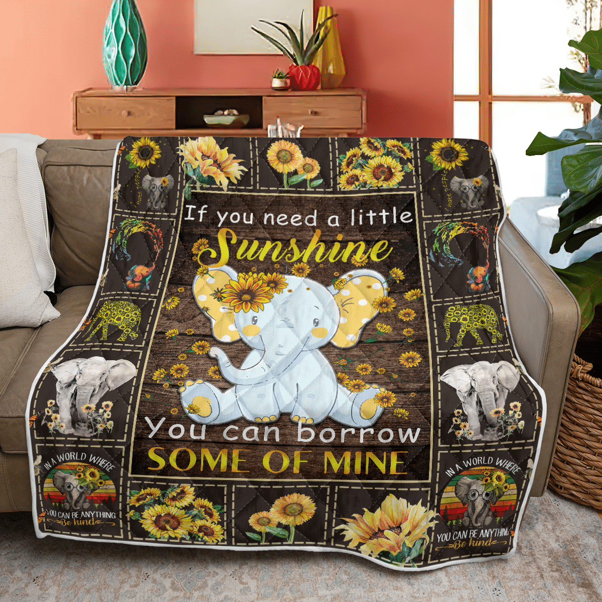 Wooni Cute Elephant Sunshine Quilt Blanket Wn121104