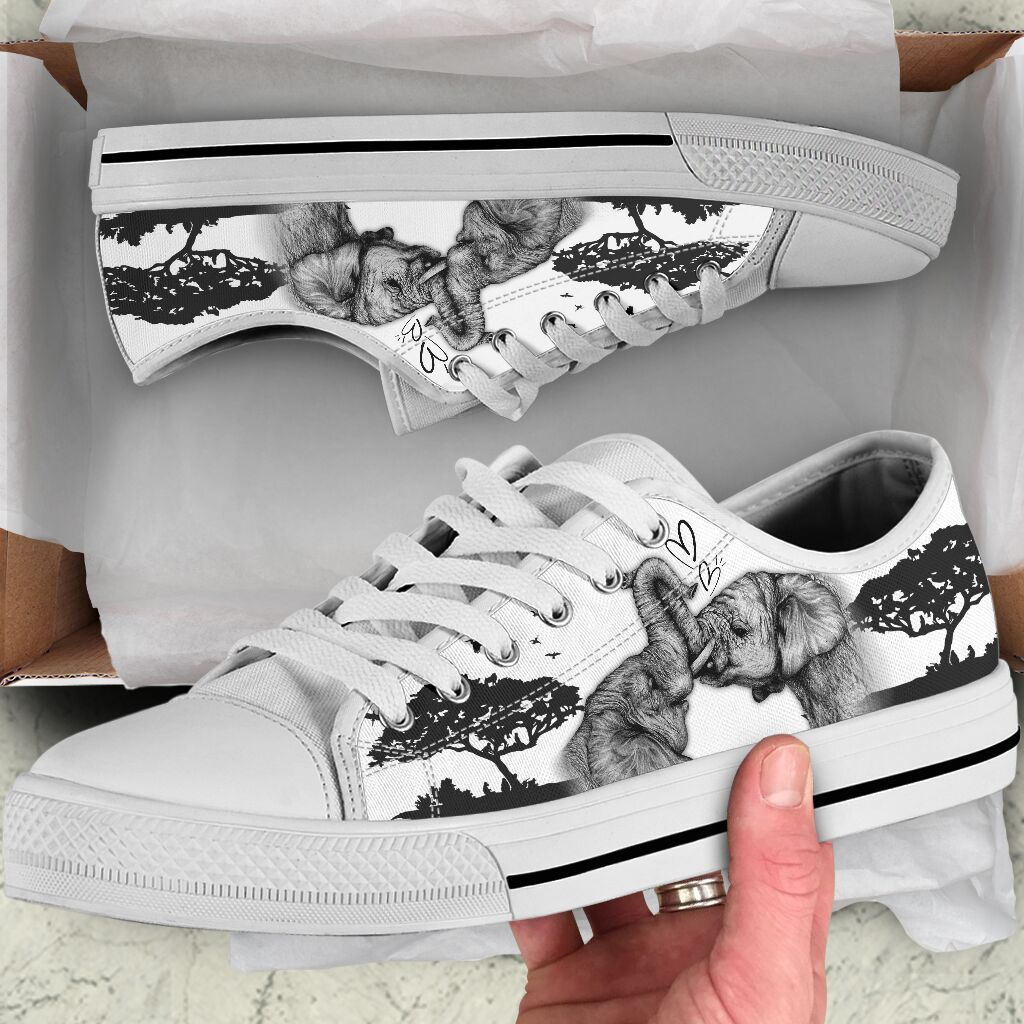 Elephants Black White Low Top Shoes