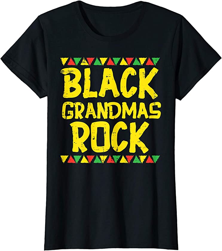 Womens Black Grandma Rock Kente African American Pride History Gift T-Shirt