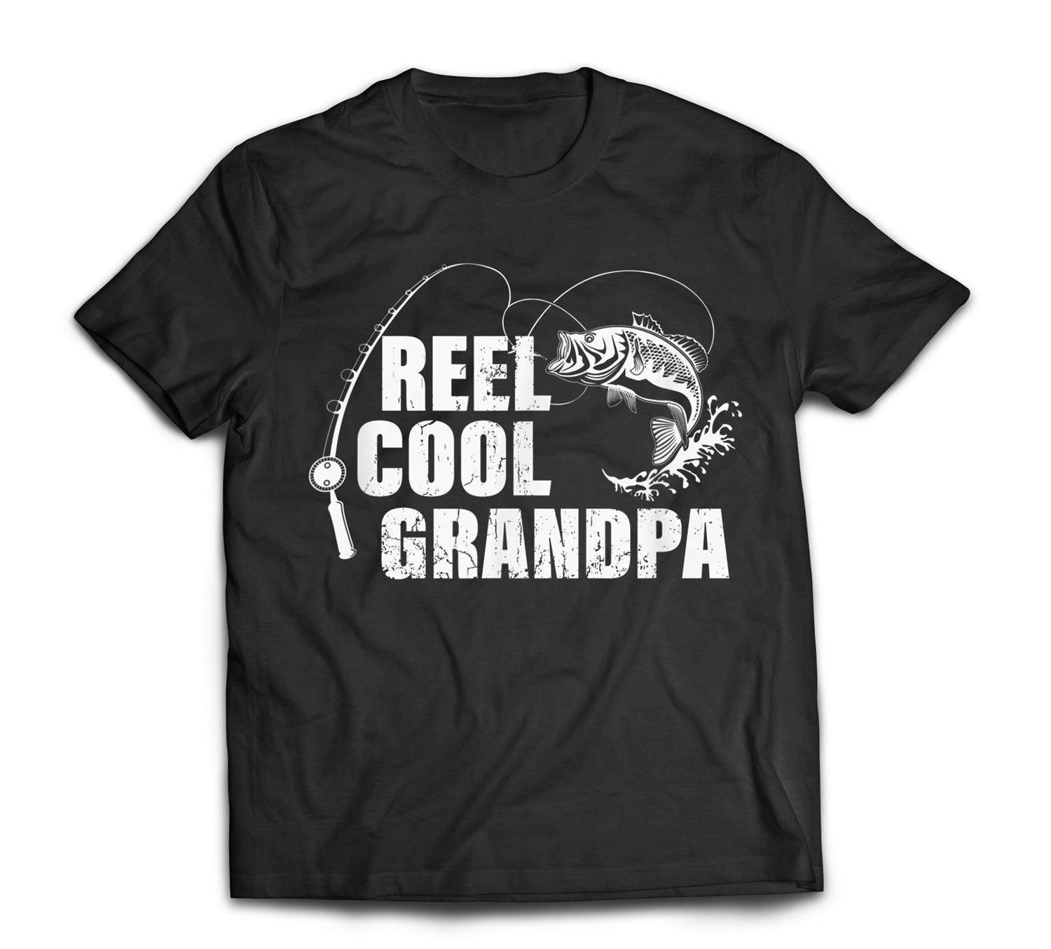 Mens Reel Cool Grandpa Design With Fish And Fishing Rod T-Shirt – Podoshirt