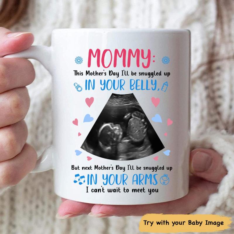 Personalized Mommy Inside Your Tummy Sonogram Photo Mug Gift For Mom To Be