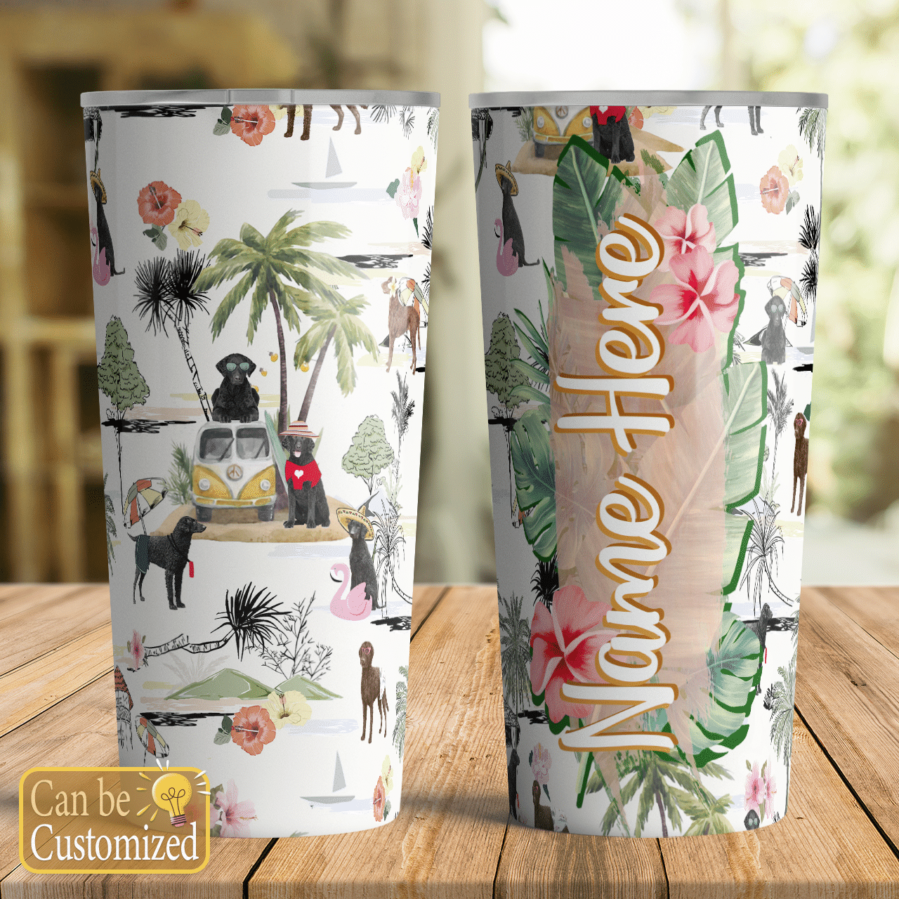 Retriever Custom Name Tumbler Hawaiian Beach Retro Ha73875