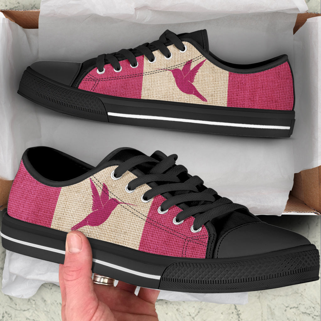 Hummingbird Seamless Burlap Texture Low Top Shoes Canvas Print Lowtop Fashionable Casual Shoes Gift For Adults