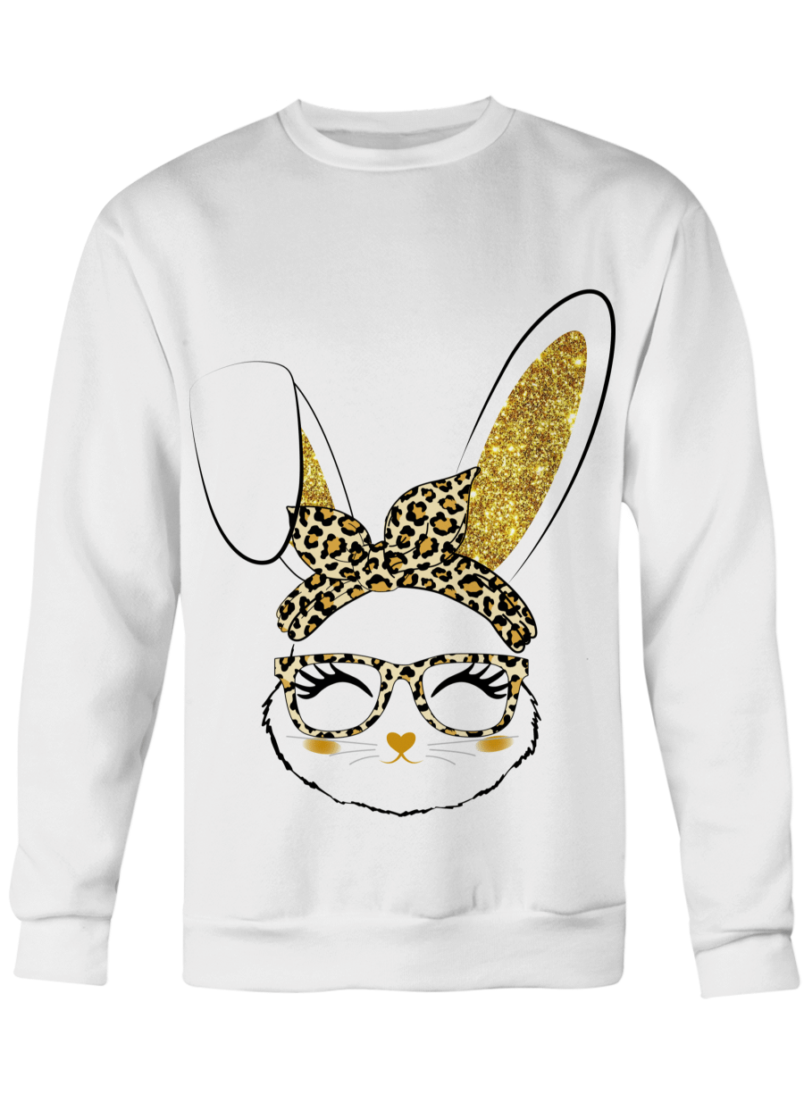 Cute Bunny Face Leopard Print Easter T-Shirt