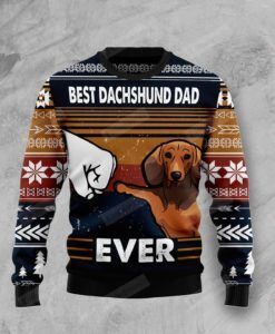 Best Dachshund Dad Ever Ugly Christmas Sweater, All Over Print Sweatshirt