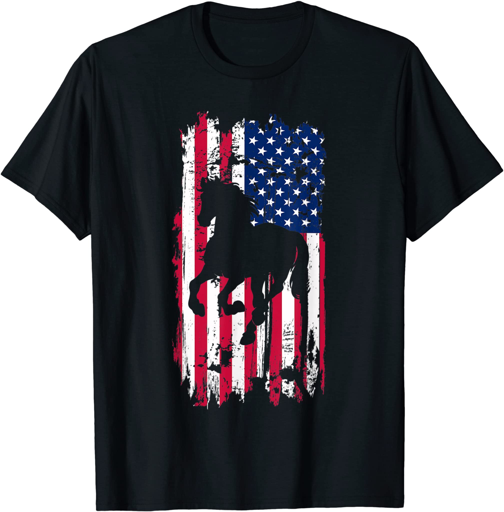 Patriotic Horse American Flag, Us 4 Of July Horseback Riding T-Shirt