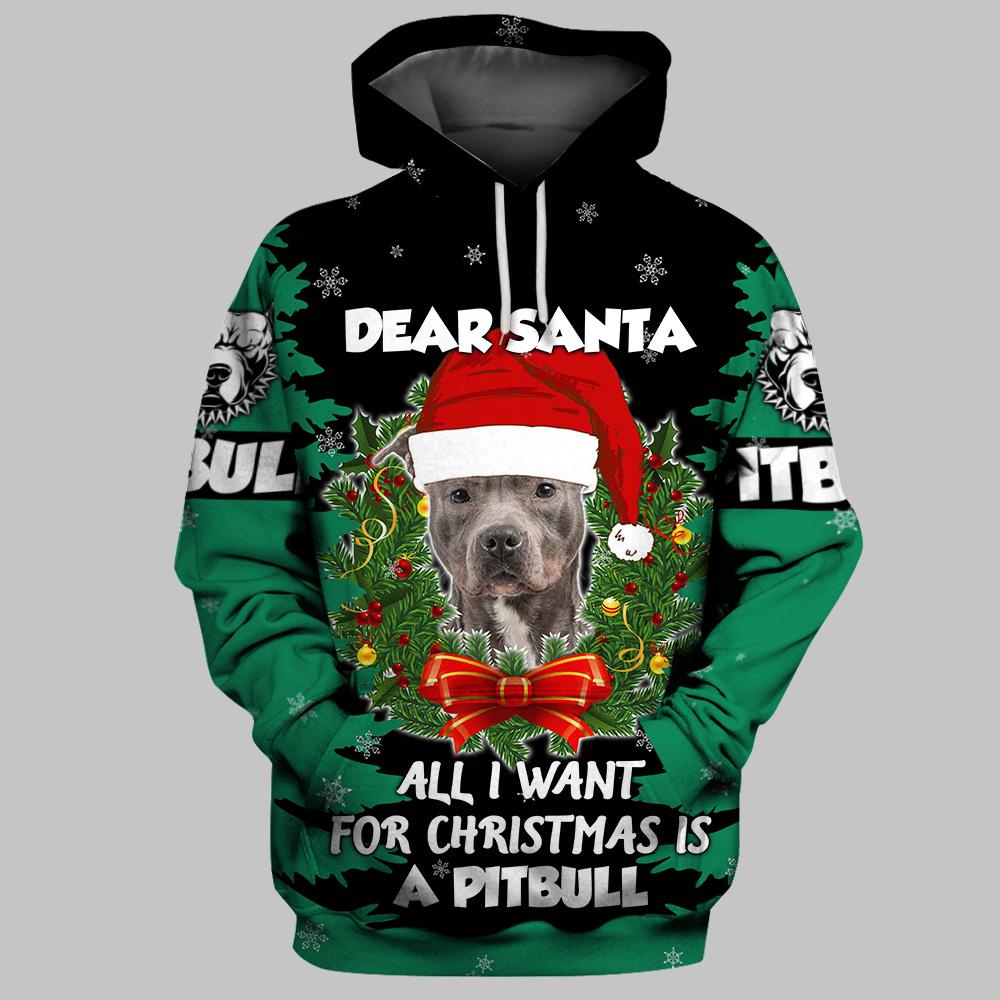 Pitbull Terrier Christmas 3D Full Printing