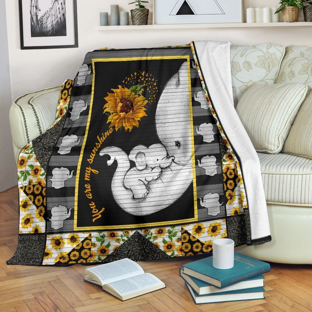 You Are My Sunshine Elephant Sherpa Fleece Blanket VY