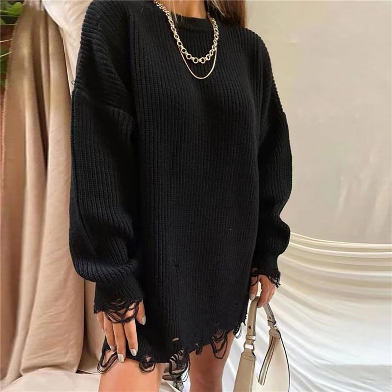 2023 Autumn Women Knitted Green O-Neck Pullover Oversized Long Sleeve Sweater Tops Casual Party Sexy Club Y2K Sweater Dresses alx