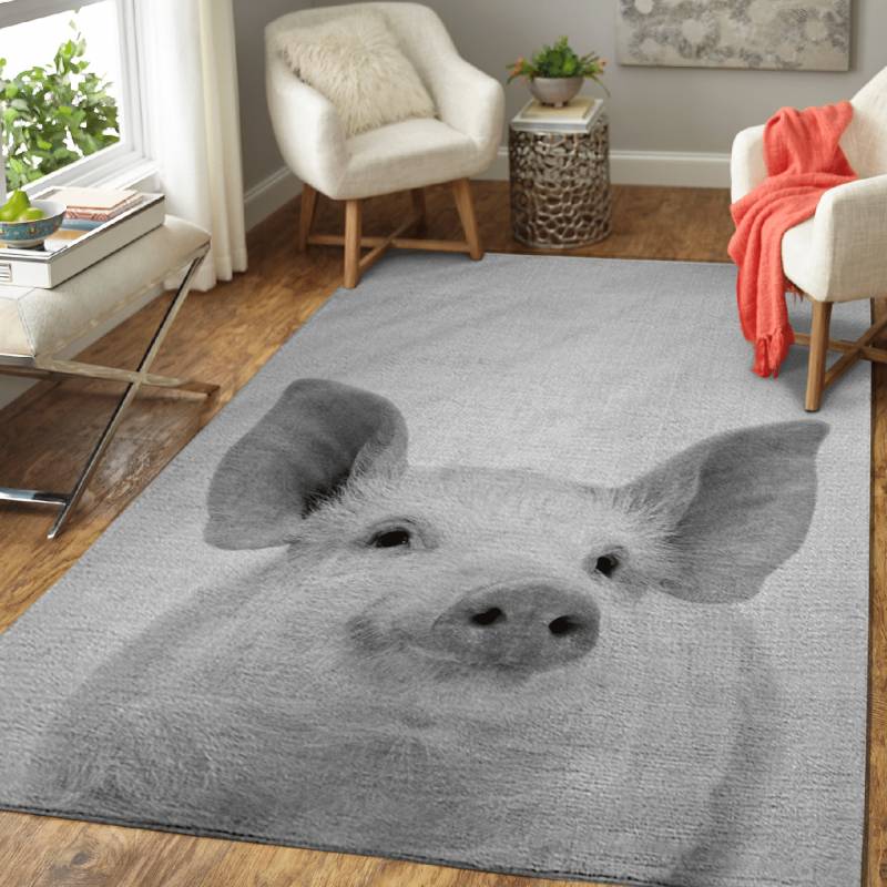 Pig BW – Animals Black & White Area Rug Carpet