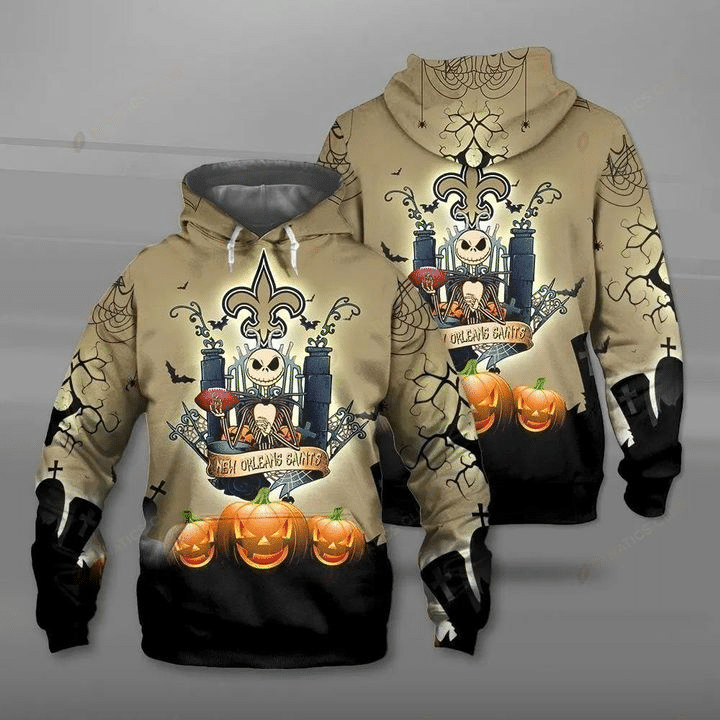 New Orleans Saints And Jack Skellington All Over Printed Hoodie TN280908