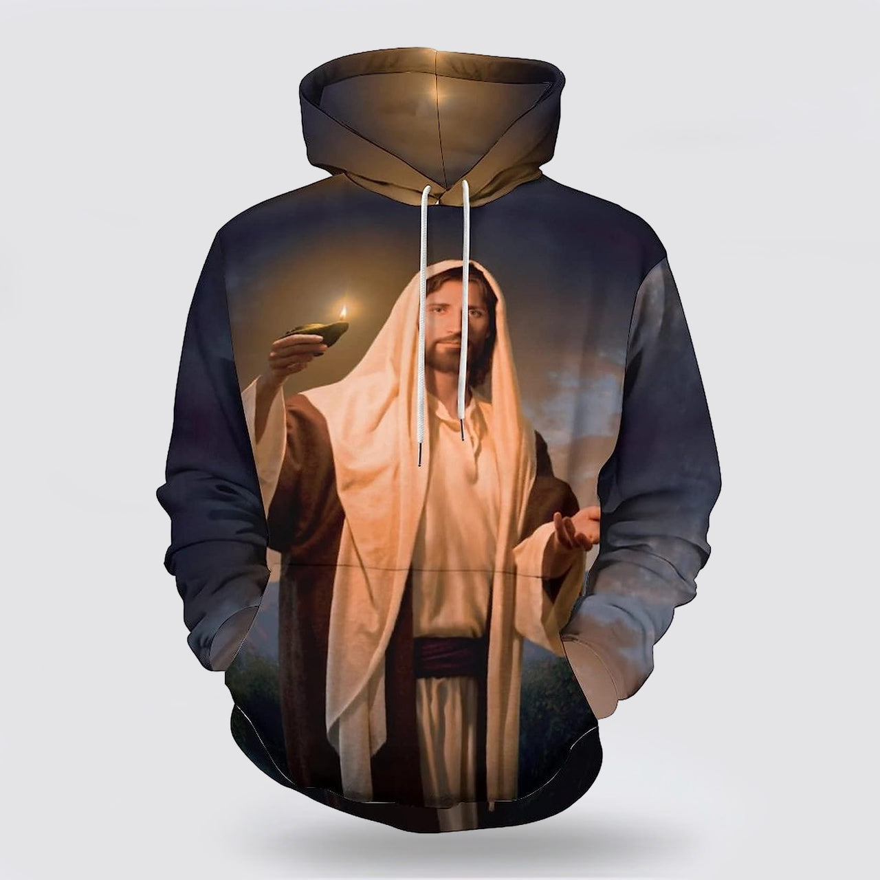 Jesus Holding Candle 3D Hoodies For Women Men  Christian Apparel Hoodies
