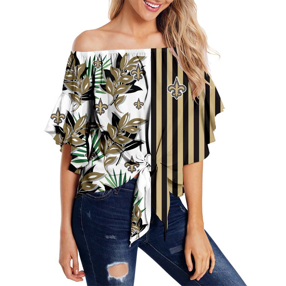 New Orleans Saints Women Summer Stripe Strapless Shirt