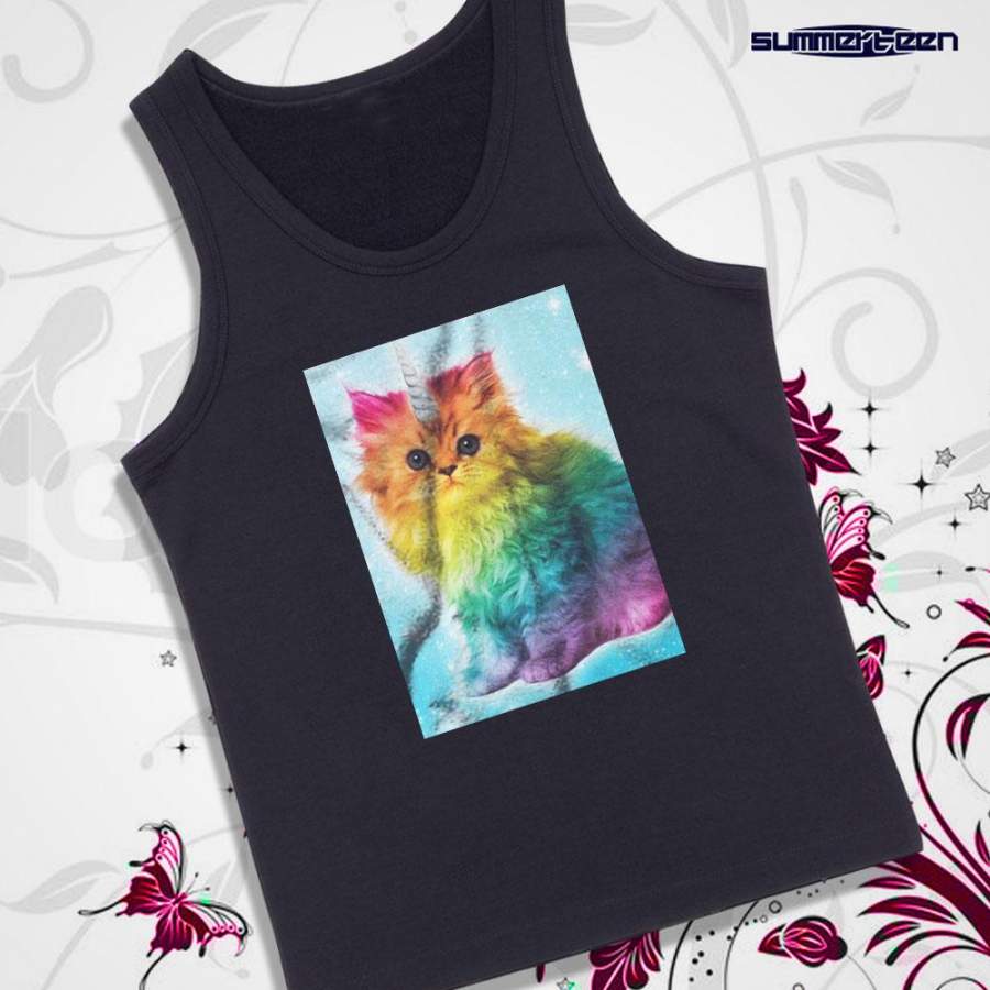 Unicorn Rainbow Cat Kitten Men’S Tank Top