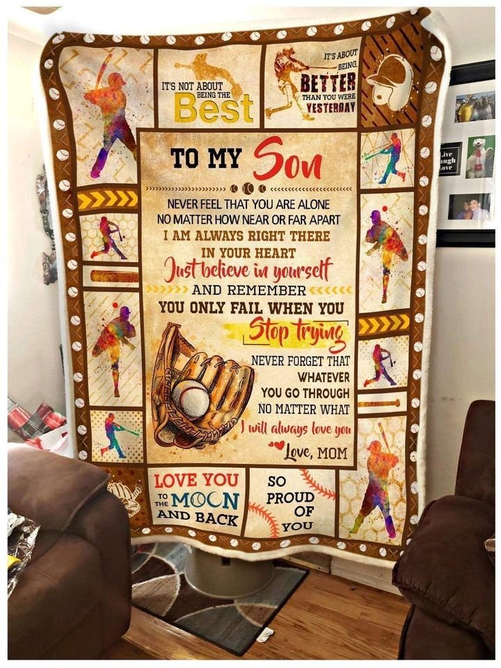 Baseball To My Son I Will Always Love You Fleece Blanket Gift For Baseball Lovers Gift For Son From Mom Birthday Gift Home Decor Bedding Couch Sofa Soft And Comfy Cozy