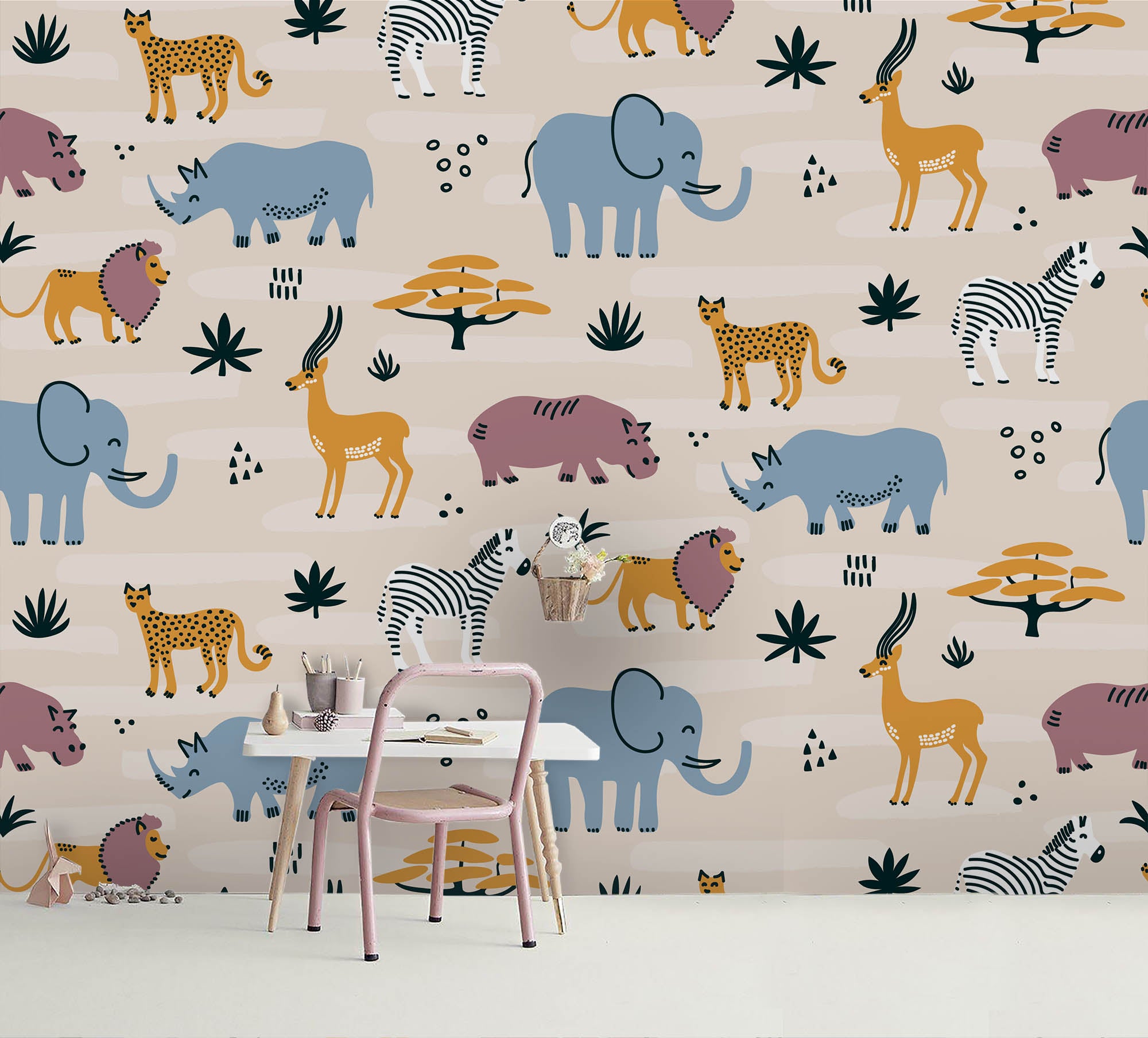 3D Cartoon Animal Pattern Wall Mural Wallpaper A205 Lqh