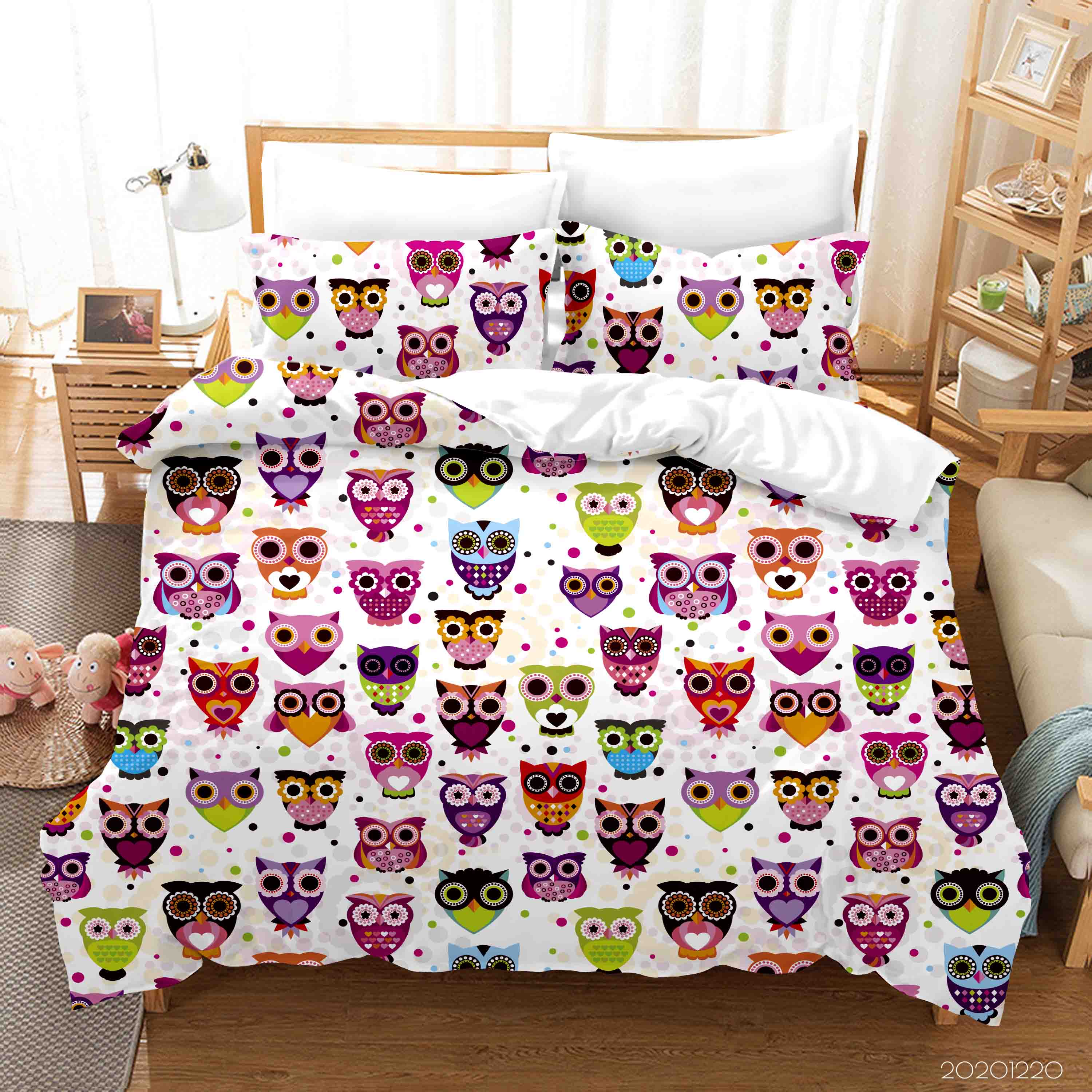 3D Hand Drawn Animal Colored Owl Quilt Cover Set Bedding Set Duvet Cover Pillowcases 57