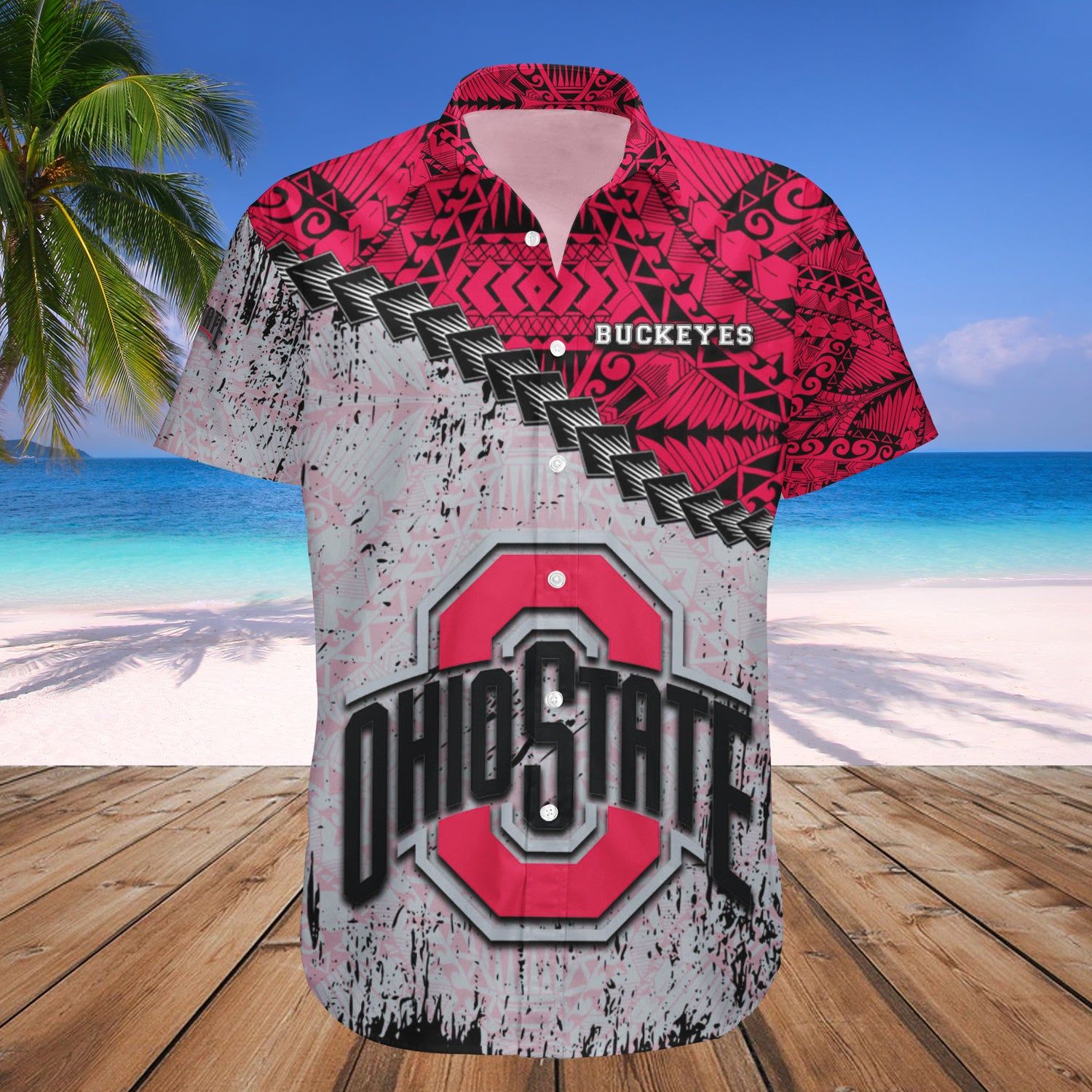 Ohio State Buckeyes Hawaii Shirt Grunge Polynesian Tattoo – NCCA