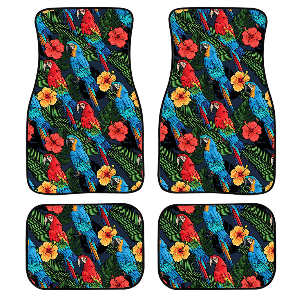 Macaw Parrot Pattern Print Front And Back Car Floor Mats, Front Car Mat