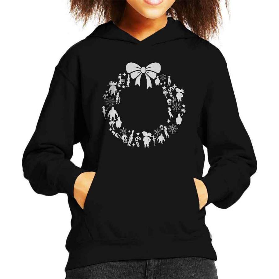 Monkey Island Christmas Wreath Pattern Kid’s Hooded Sweatshirt