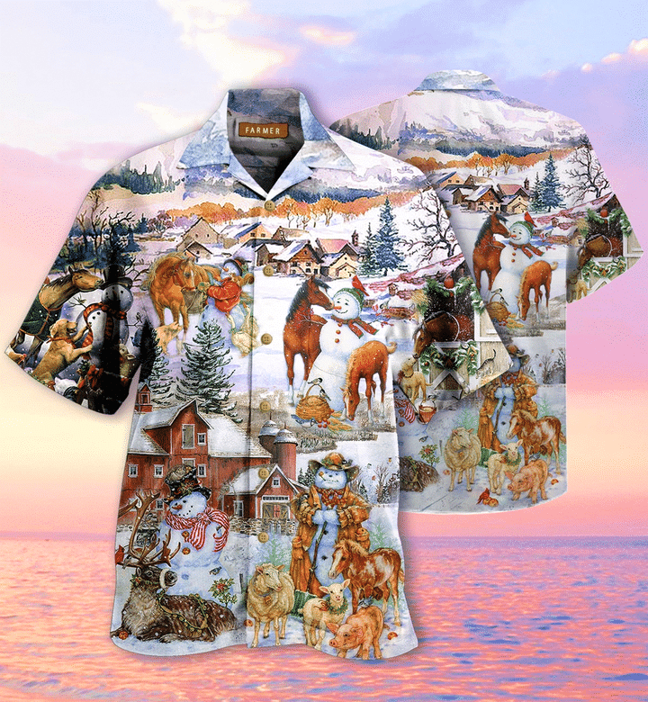 Amazing Farm On Christmas Days Unisex Hawaii Aloha Shirts Ha10330