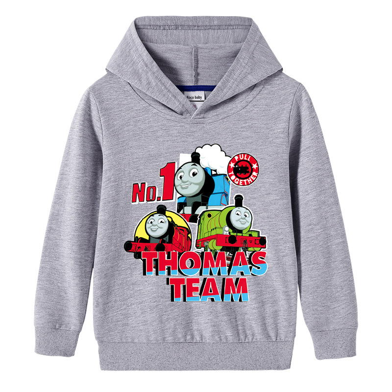 Thomas and Friends fashion cartoon boys pure cotton hooded sweater children’s baby pullover tops children’s sweater clothes alx