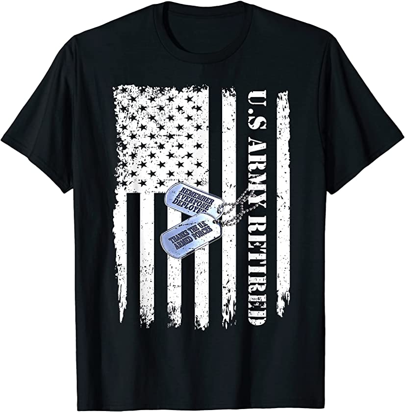 Vintage US Army Retired American Flag Veteran Day T-Shirt