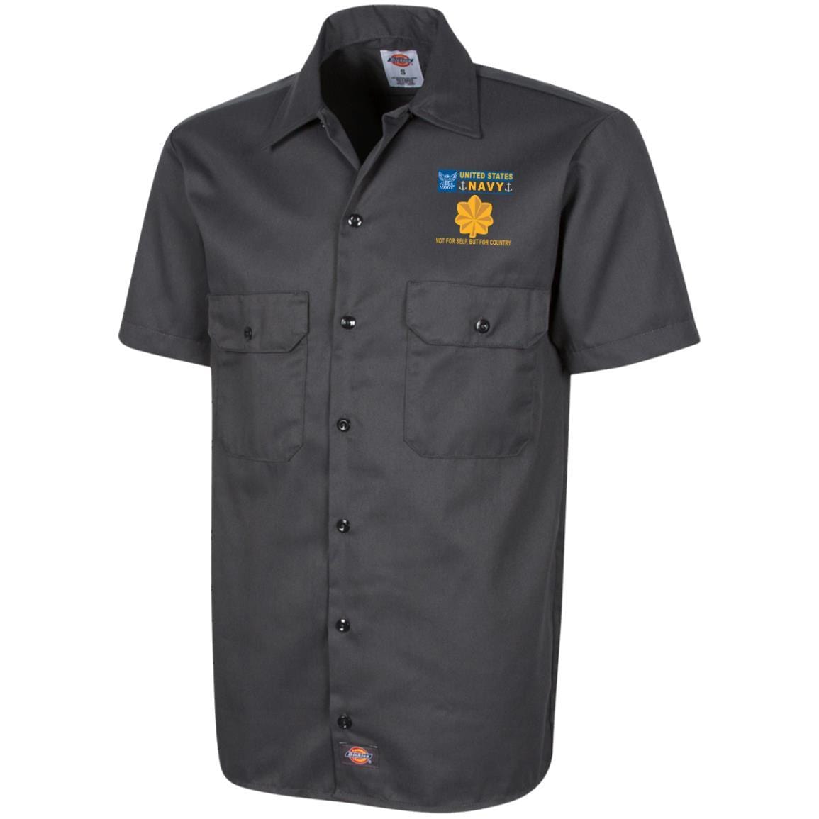 US Navy O-4 Lieutenant Commander O4 LCDR Junior Officer Not For Self But For Country Embroidered Dress Shirt – Workshirt