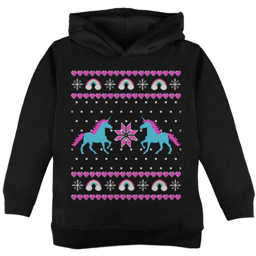 Unicorn Rainbow Ugly Christmas Sweater Toddler Hoodie