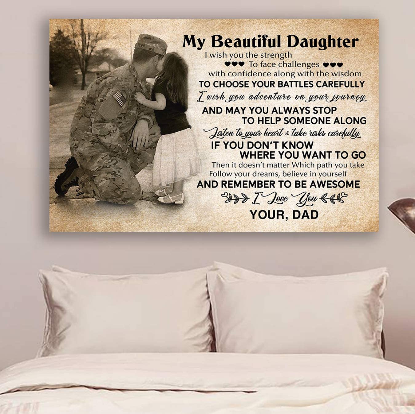 Poster for Room Aesthetic -Command Strips Wall Decor – Hn223 Soldier Poster – Dad to Daughter – I Wish You The Strength