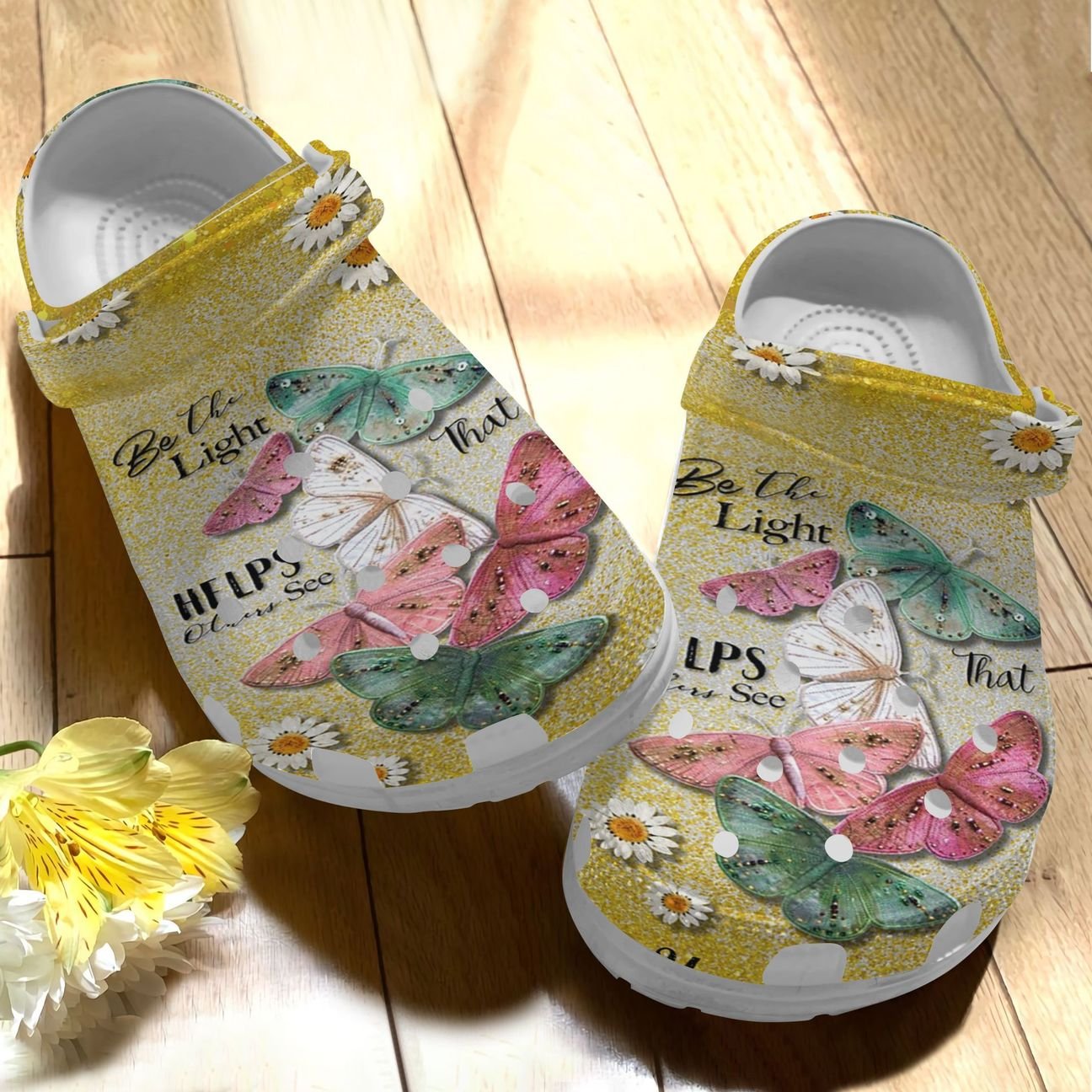 Butterfly Personalize Clog, Custom Name, Text, Fashion Style For Women, Men, Kid, Print 3D Be The Light That Helps Others See