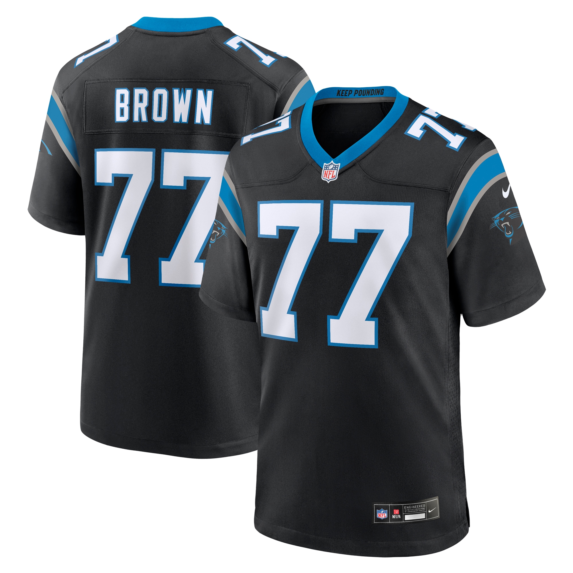 Men’s Carolina Panthers Deonte Brown Black Team Game Jersey