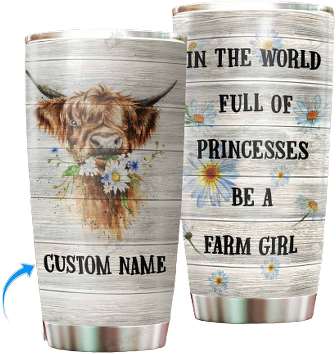 Personalized Stainless Steel Tumblers 20Oz, 30Oz With Lid – Highland Cow-Be A Farm Girl Tumbler Cup With Lid, Double Wall Vacuum Gifts For Women, Men, Christmas, Birthday Zdt3172