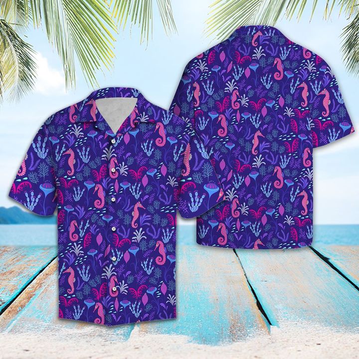 Awesome Seahorse Hawaiian Shirt Summer Button Up For Men, Women, Couple