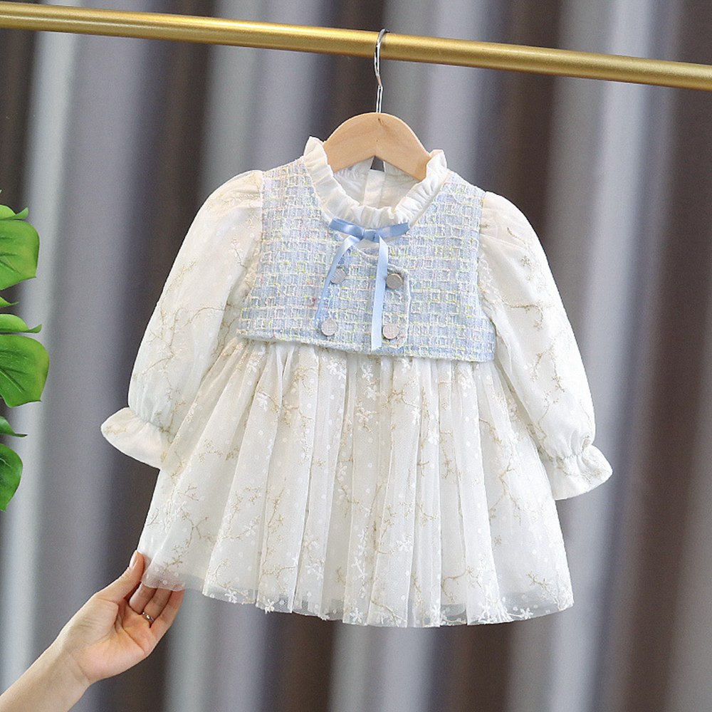 Sweet Spring Autumn Girls Princess Dress Children Kids Baby Infants Fashion Plaided Long Sleeve Dresses Vestidos ADK1106 alx