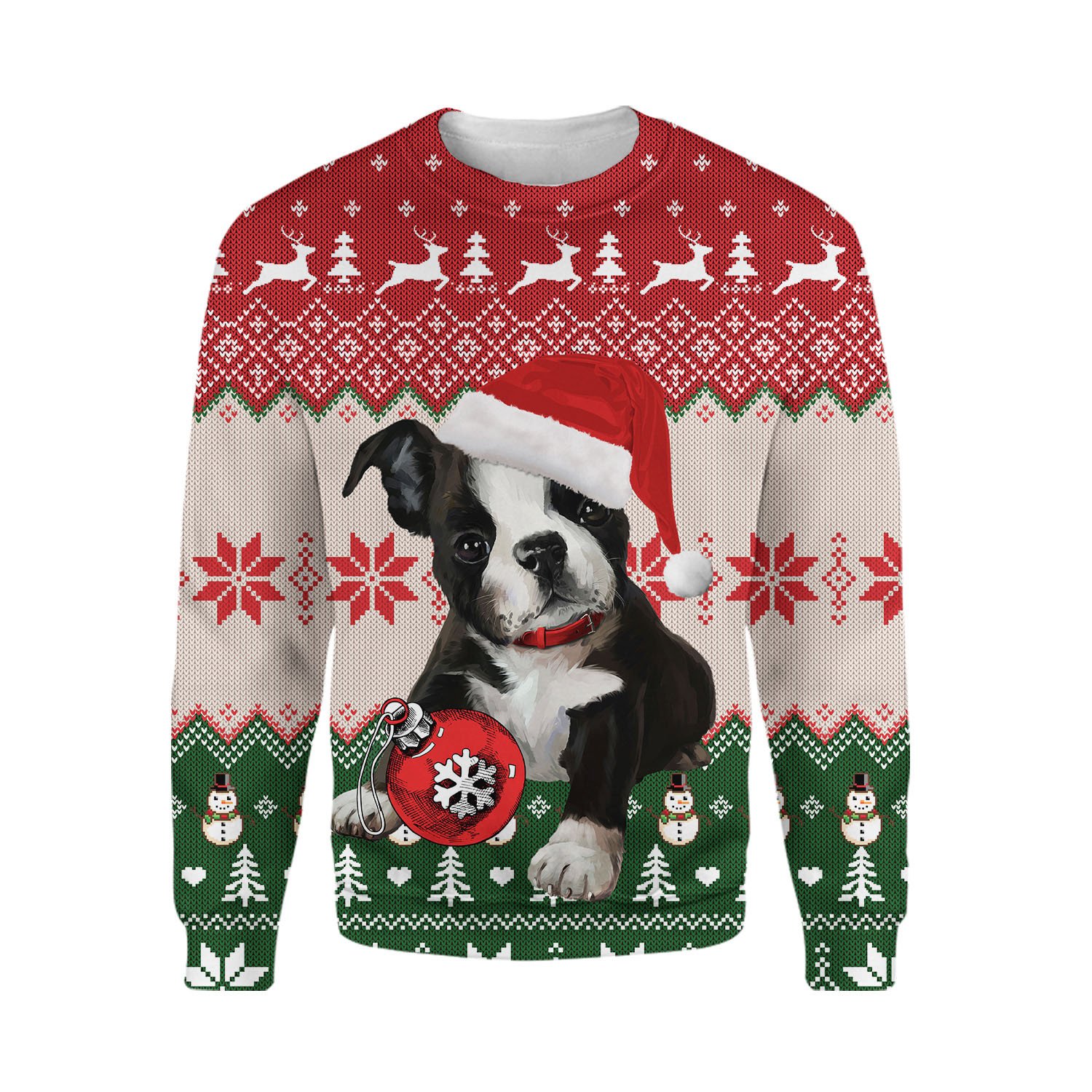 Boston Terrier Christmas Ugly Sweater