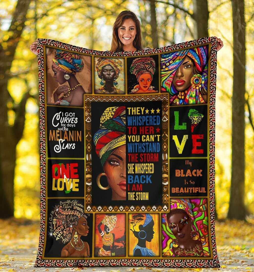 They Whispered To Her Melanin Queen Lover African Woman Funny Black Queen Gift Ultra Soft Cozy Plush Fleece Blanket