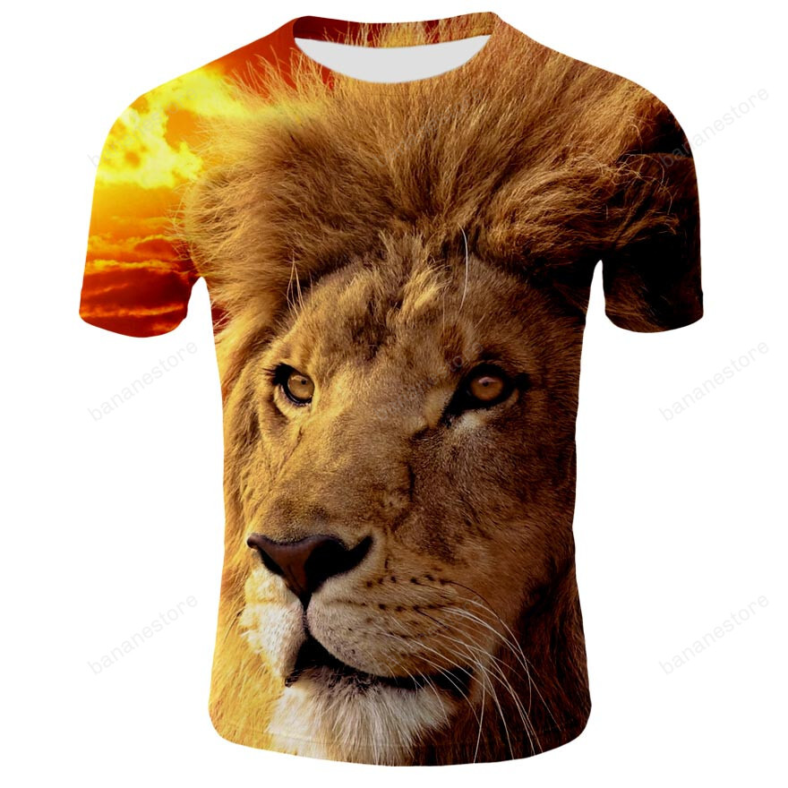 Summer 2020 3D Printed Men’S T-Shirt O-Neck Short Sleeve 3D Printed Animal Lion 3D Printed T-Shirt Men’S T-Shirt For Men And Wom