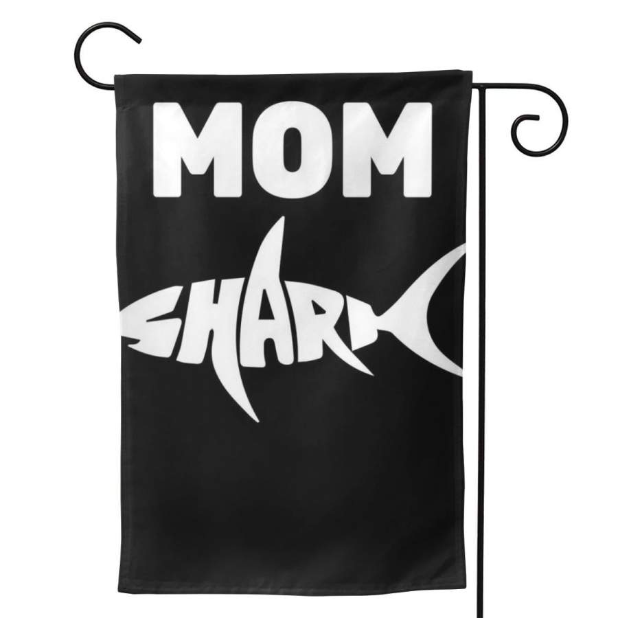 2 Pcs Garden Flag Mom Shark Horizontal Poster 12.5″x18″ -Mothers Day, Birthday Gifts for Mom, Dad, Wife, Husband, Daughters, Grandma, Friends