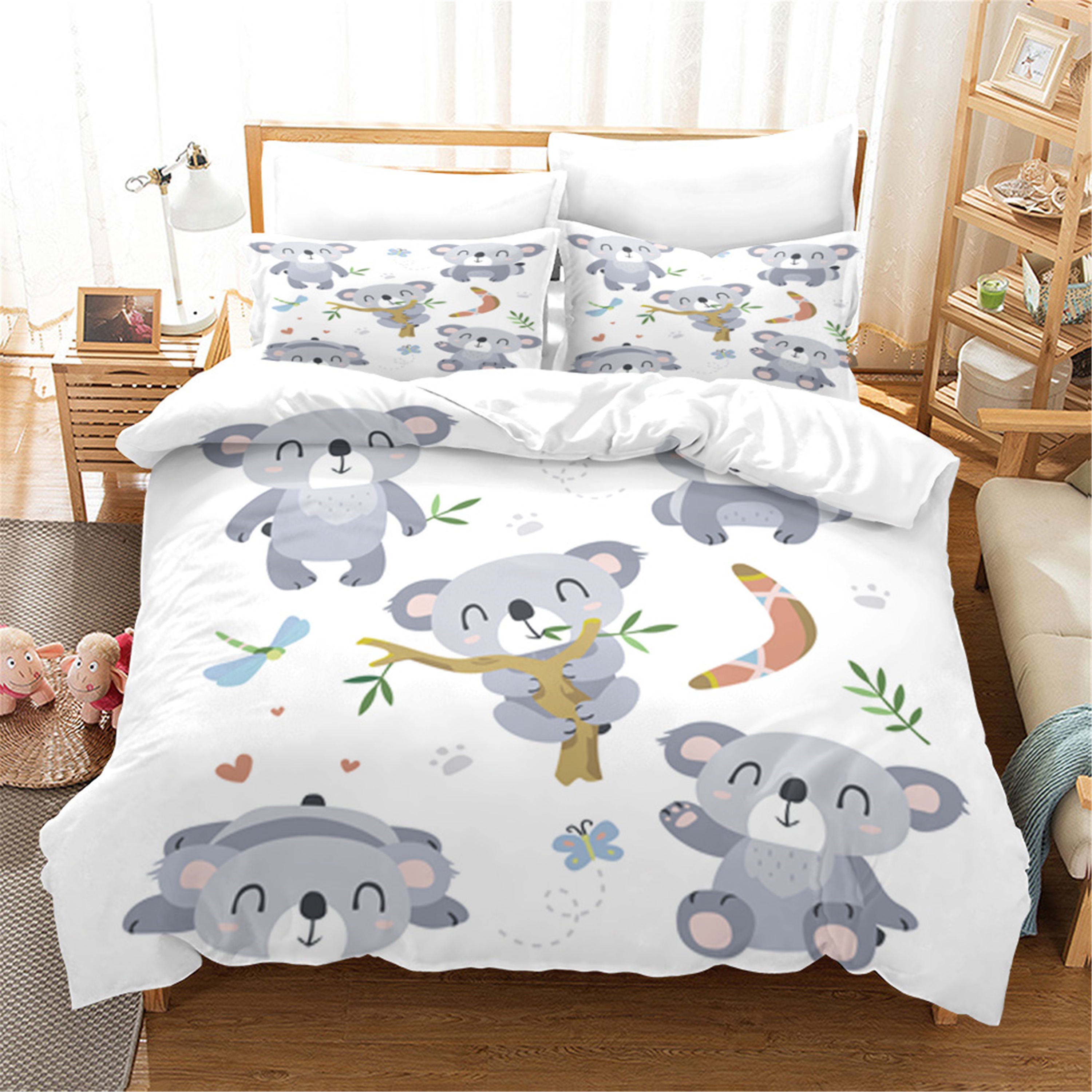 3D Cartoon Animal Koala Quilt Cover Set Bedding Set Duvet Cover Pillowcases 137