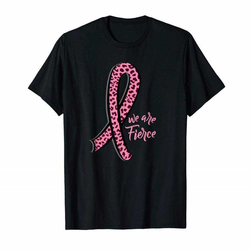 Breast Cancer Awareness We Are Fierce Leopard Print Ribbon  T-shirt